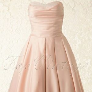 Unique Vintage soft peach satin tulle swing dress